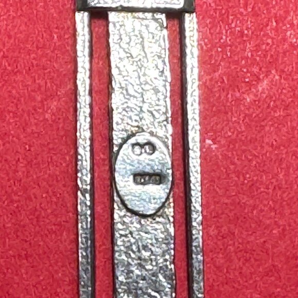 Vintage Wu Xing Three Elements Sterling Silver & Brass Artisan Dangle Earrings - Picture 7 of 7